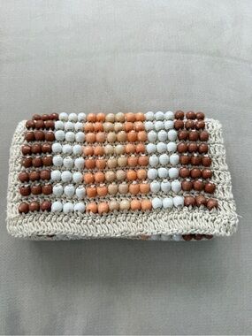 Anthropologie Beaded Knit foldover clutch convertible Bag